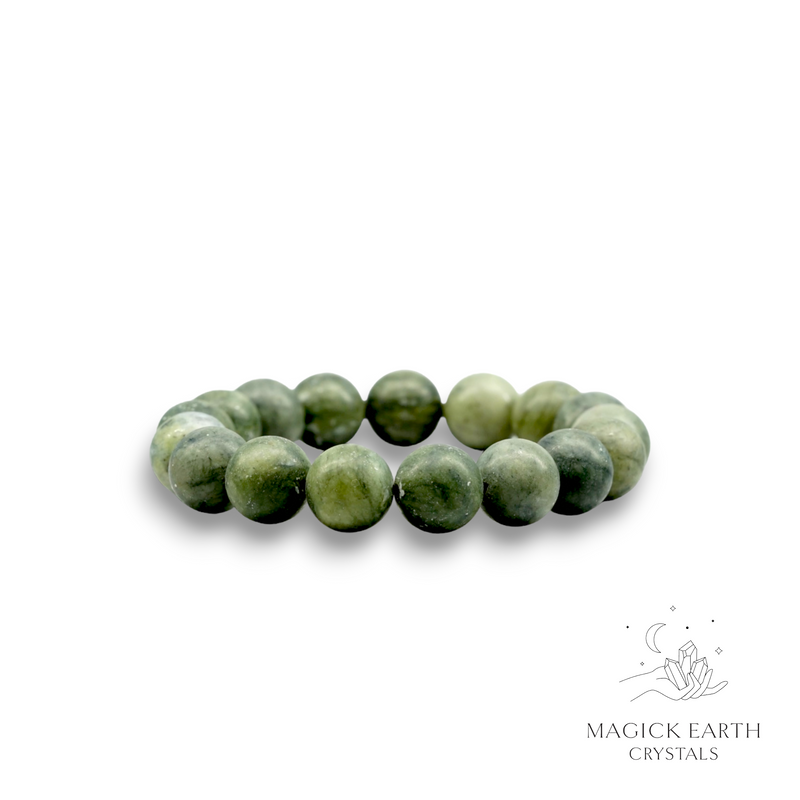 Jade Crystal Gemstone Bracelet with 12mm Frosted Matte Beads Medium Size