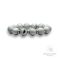 Agate Druzy Geode Crystal Bracelet with 12mm electroplated beads platinum colour for steady strength