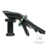 Agate Druzy Geode Crystal Bracelet with 12mm electroplated beads teal colour for steady strength