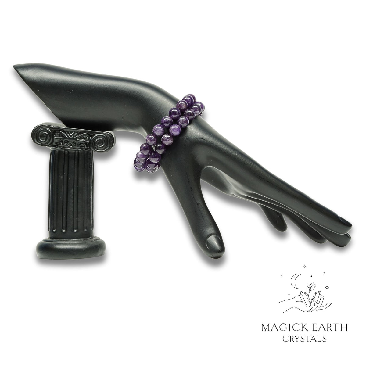 Amethyst Crystal Bracelet with 8mm round beads for sacred stillness
