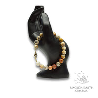 Crazy Agate Crystal bracelet with 8mm beads gold clasp for Joyful Stability