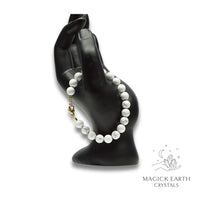 Howlite crystal Bracelet with 8mm round beads, gold clasp for calm communication