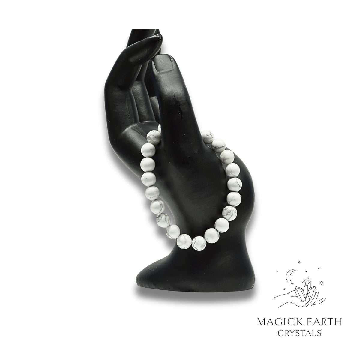 Howlite crystal Bracelet with 8mm round beads, stretch for calm communication