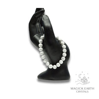 Howlite crystal Bracelet with 8mm round beads, stretch for calm communication