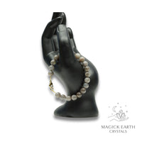 Labradorite Crystal Bracelet with 8mm beads gold clasp for Magickal Protection