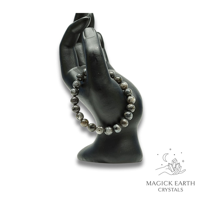 Larvikite Crystal Bracelet with 8mm round beads stretch for sharp discernment