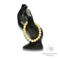 Yellow Jade Crystal Bracelet with 8mm round beads, stretch for balanced Confidence