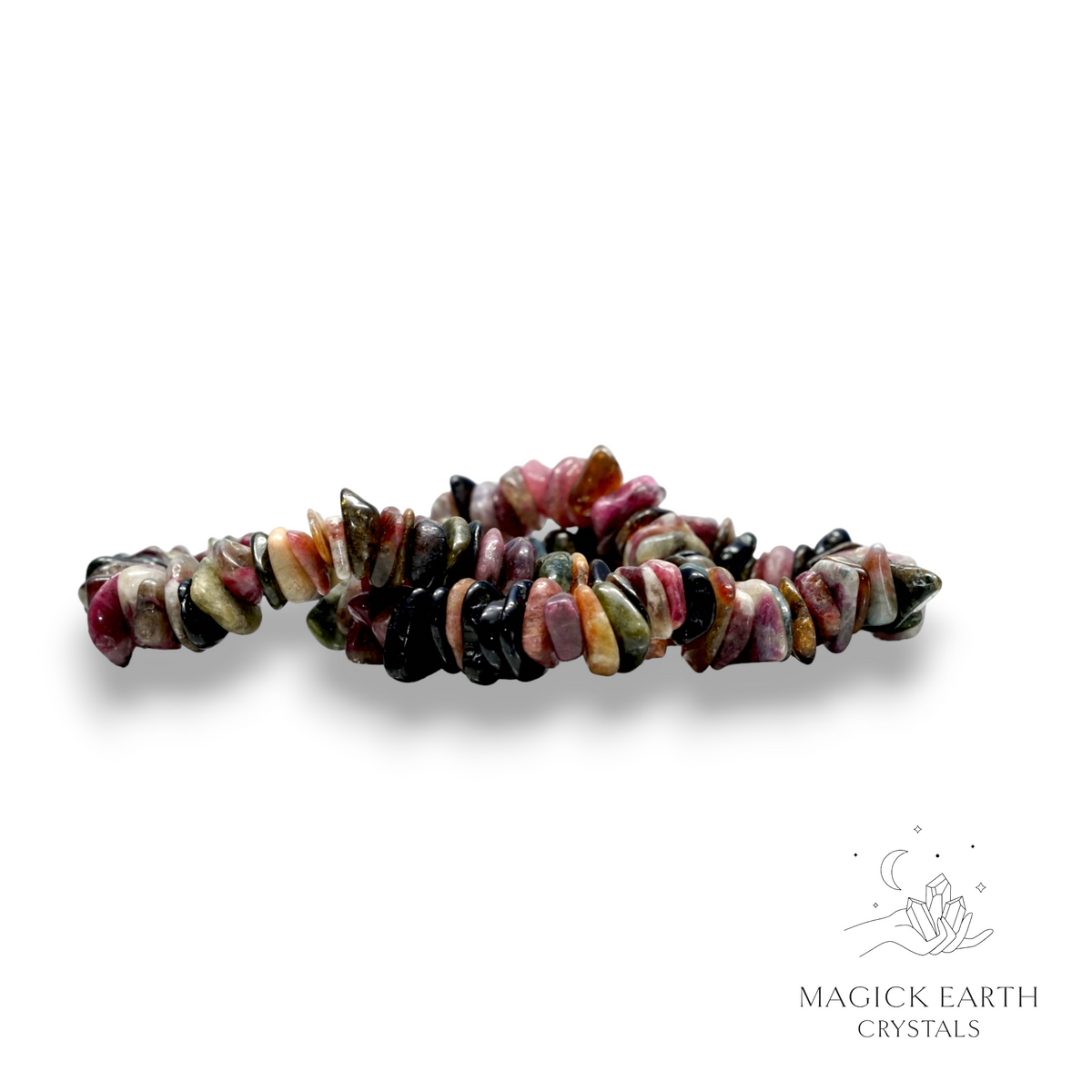 Tourmaline Crystal Gemstone Polished Chip Bracelet