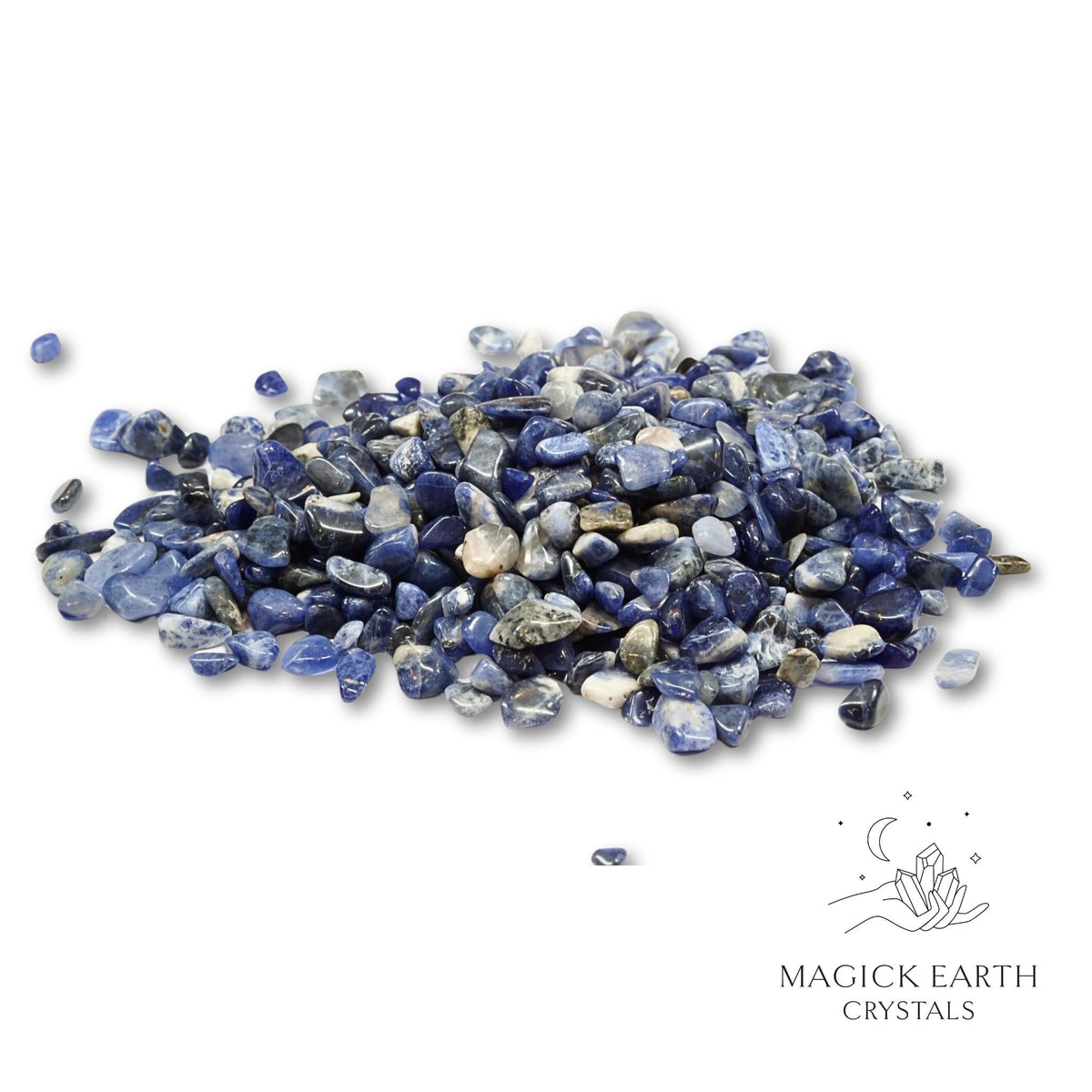Sodalite Crystal Gemstone Chips Medium Size 100g Bag