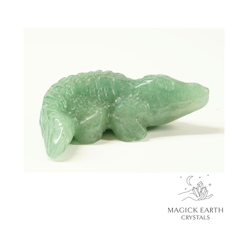 Aventurine Crystal Gemstone Crocodile Animal Figurine