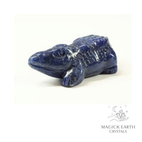 Sodalite Crystal Gemstone Crocodile Animal Figurine