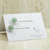 Aventurine Silver lace style bobby pins