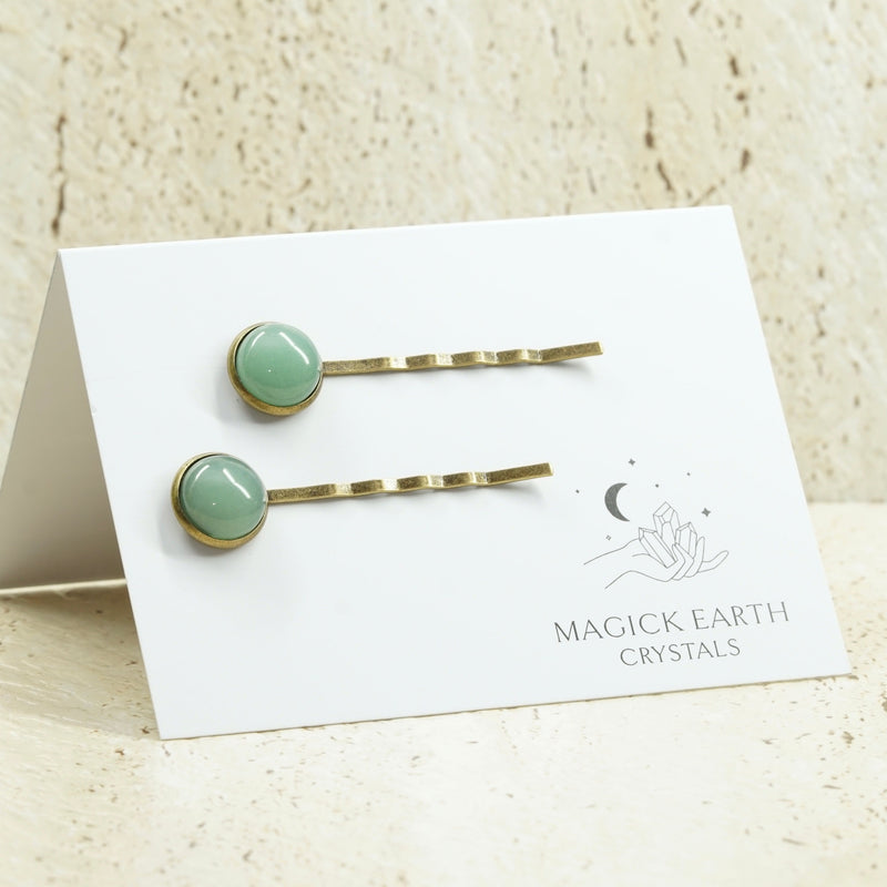 Aventurine Antique Bronze Bobby Pins