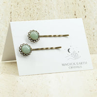 Aventurine Antique Bronze Lace style bobby pins