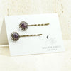 Amethyst Cabochon Lace Design Bobby Pins with Antique Bronze Finish