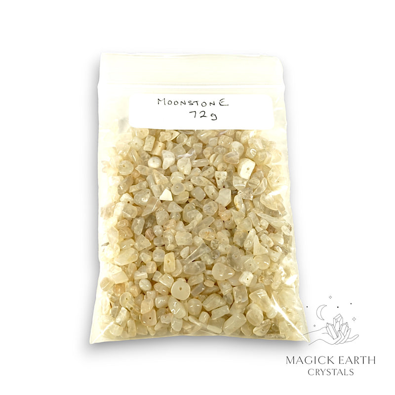 Moonstone Crystal Drilled Chips 70g Bag