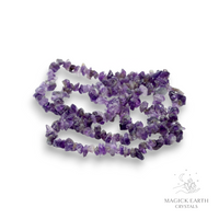 Amethyst Crystal Gemstone Drilled Chip Strand Medium Size Darker Shade