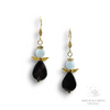 Angelite & Onyx Crystal Gemstone Guardian Angel Earrings Gold Finish