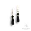 Shungite Crystal Gemstone Earrings Goddess Drop Style Gold FInish