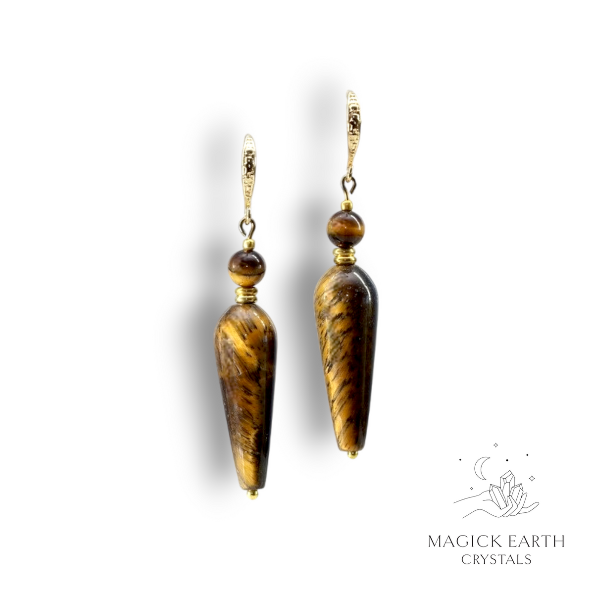 Tiger Eye Crystal Gemstone  Goddess Style Earrings