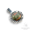 Unakite Crystal Gemstone Alligator Style Cabochon Hair Clip with Antique Silver Finish