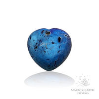 Agate Druzy Geode Crystal Gemstone Carved Heart Blue B Back