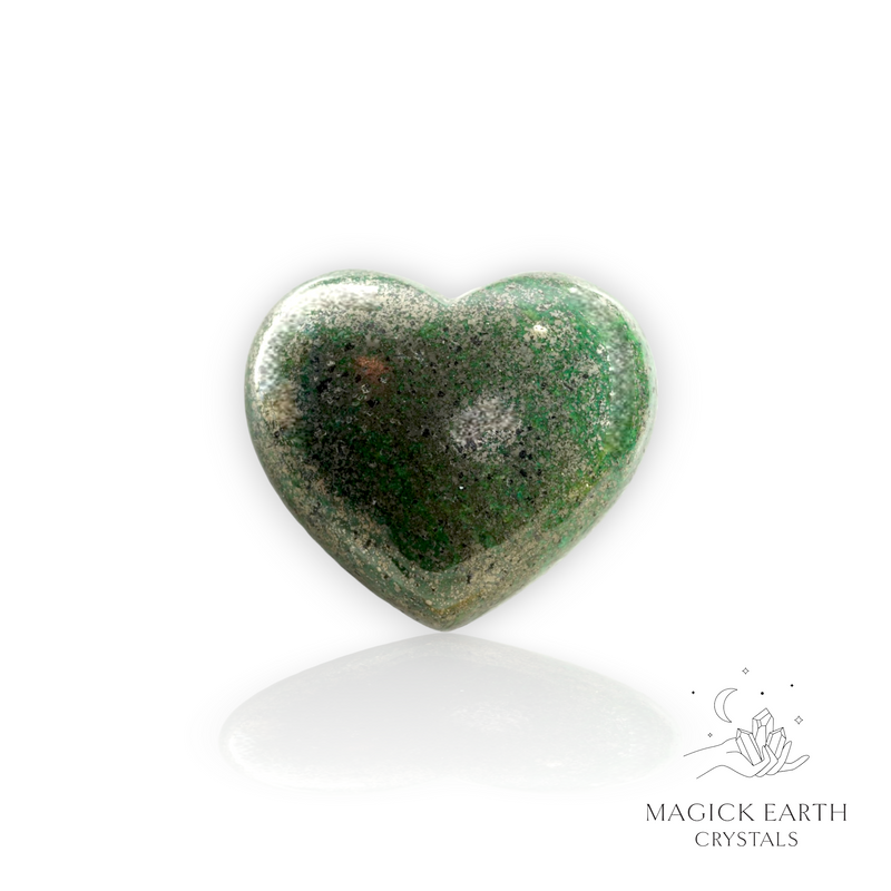 Green Pyrite (Dyed) Crystal Gemstone  Heart 45mm