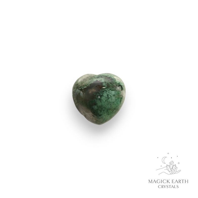 Moss Agate Crystal Gemstone Tiny Heart 20mm