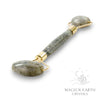 Labradorite Crystal Massage Roller with Dual Ends and Gold Finish