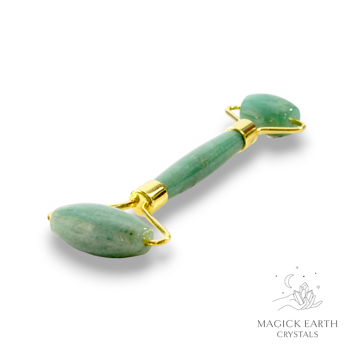 Aventurine Crystal Gemstone Massage Roller Gold Finish