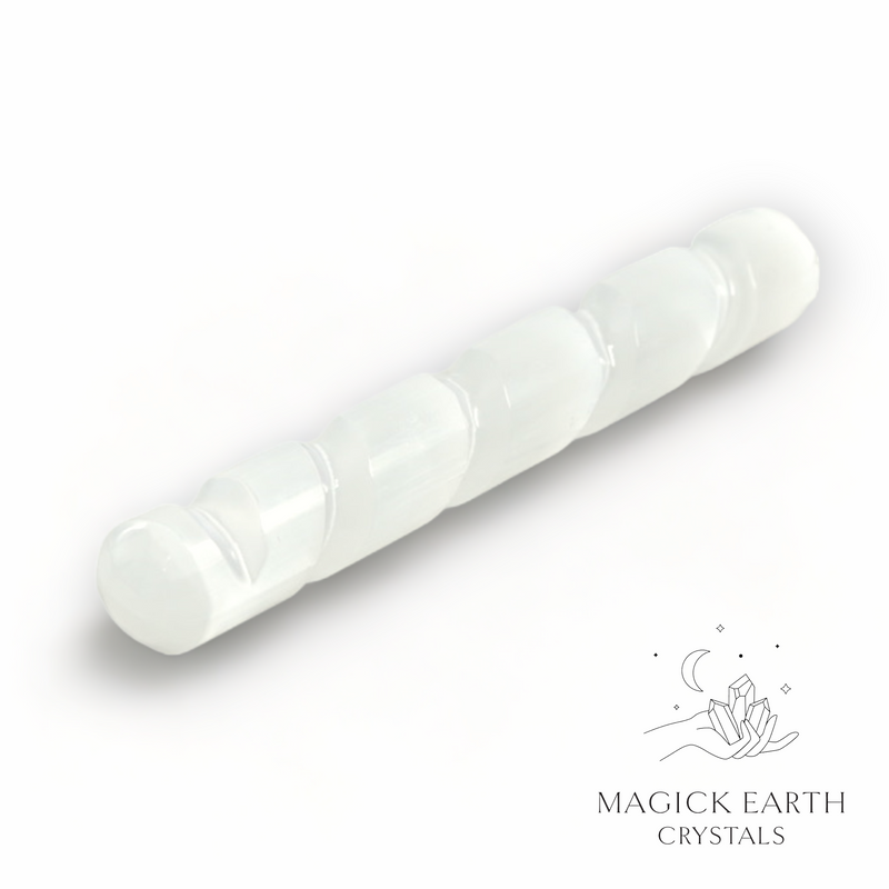 Selenite Crystal Gemstone Spiral Massage Wand