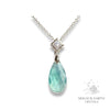 Green Fluorite Crystal Gemstone Faceted Teardrop Pendant With Cubic Zirconia Bail With Platinum Finish