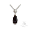 Obsidian Crystal Gemstone Faced Teardrop Pendant With Cubic Zirconia Bail With Platinum Finish