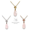 Rose Quartz Crystal Gemstone Faceted Teardrop Pendant With Cubic Zirconia Bail