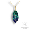 Azurite Malachite Crystal Gemstone Pendant with Gold Finish