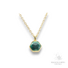 Malachite Crystal Gemstone Faceted Hexagon Style Pendant With Gold Finish