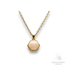 Rose Quartz Crystal Gemstone Faceted Hexagon Style Pendant With Gold Finish