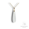 Selenite Crystal Gemstone Teardrop Pendant with Cubic Zirconia Bail Gold Finish