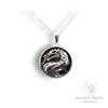 Tiger Eye Crystal Gemstone Dragon Pendant with Platinum Finish Front