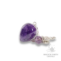 Amethyst Short Teardrop Style Pendulum with Platinum Finish