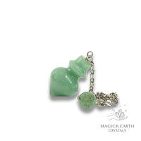 Aventurine Pointed Bottle Shaped Pendulums with Platinum Finish