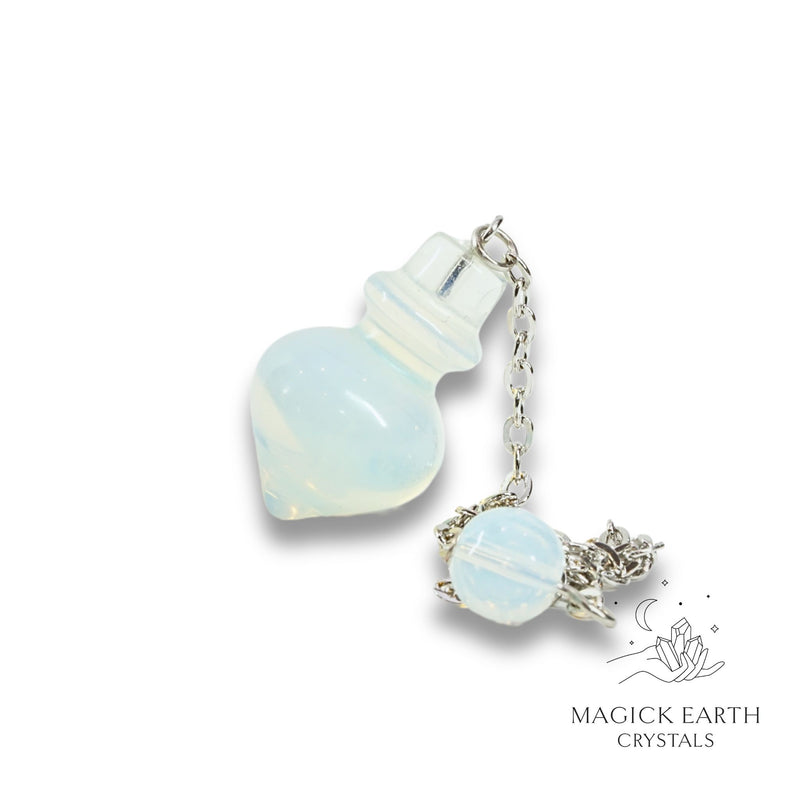 Opalite Pointed Bottle Shaped Crystal Pendulum with Platinum Finish