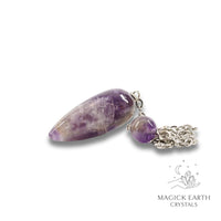 Amethyst Smooth Teardrop Shaped Pendulum with Platinum Finish