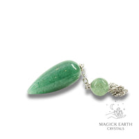 Aventurine Smooth Teardrop Shaped Pendulum with Platinum Finish