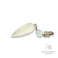 Clear Quartz Smooth Teardrop Shaped Pendulum with Platinum Finish