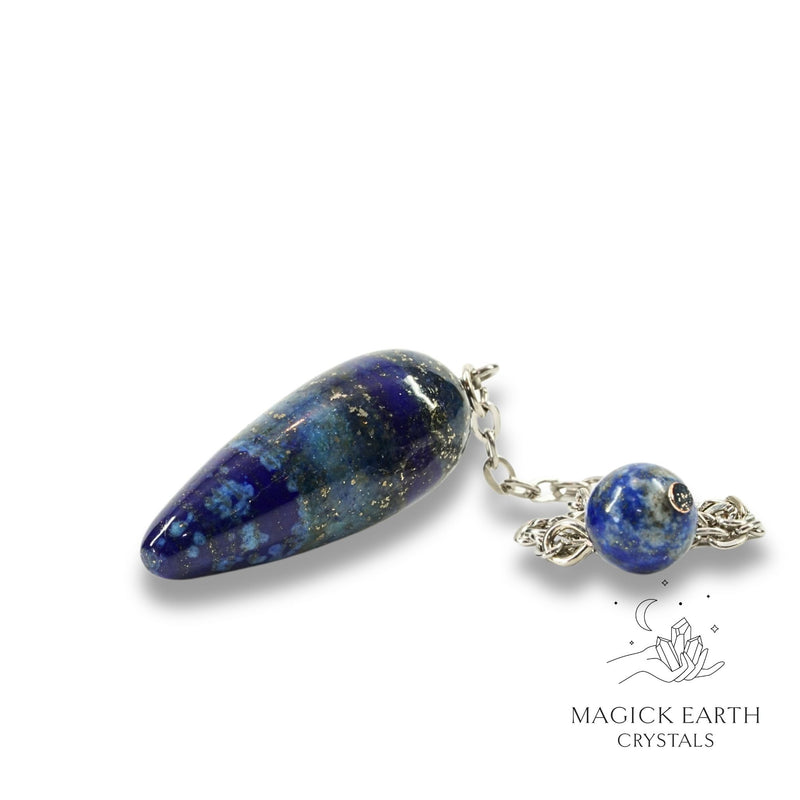 Lapis Lazuli Smooth Teardrop Shaped Pendulum with Platinum Finish