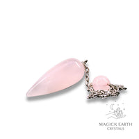 Rose Quartz Smooth Teardrop Shaped Pendulum with Platinum Finish