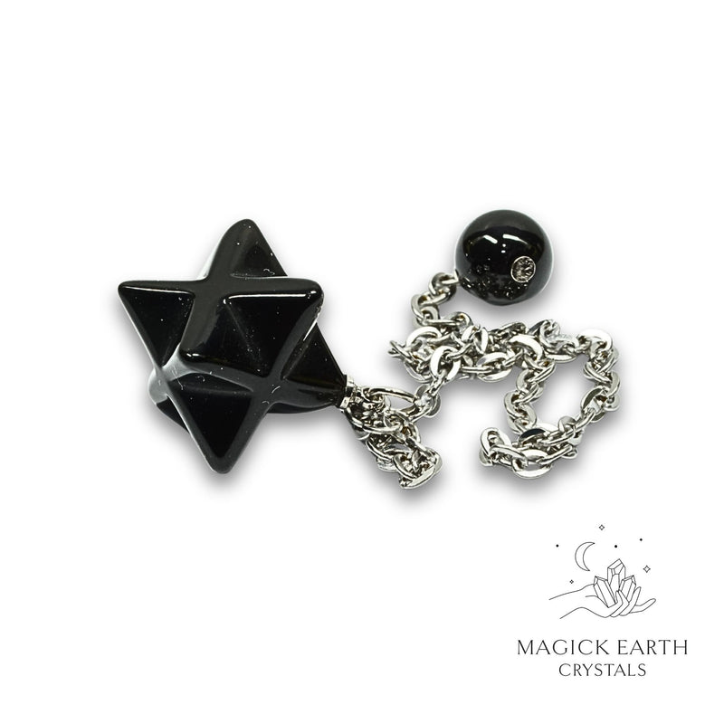 Obsidian Crystal Merkaba Pendulum for Tough Love Protection