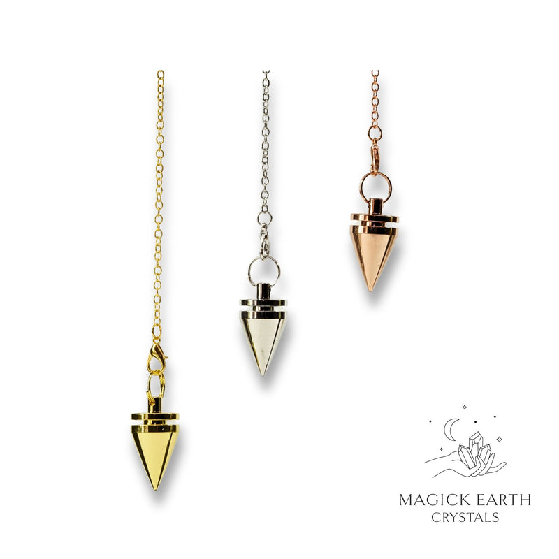 Brass Cone Shaped Pendulum in Gold, Platinum or Rose Gold Finish