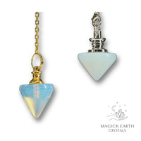 Opalite Flat Top Triangle Crystal Pendulum With Gold or Platinum Finish
